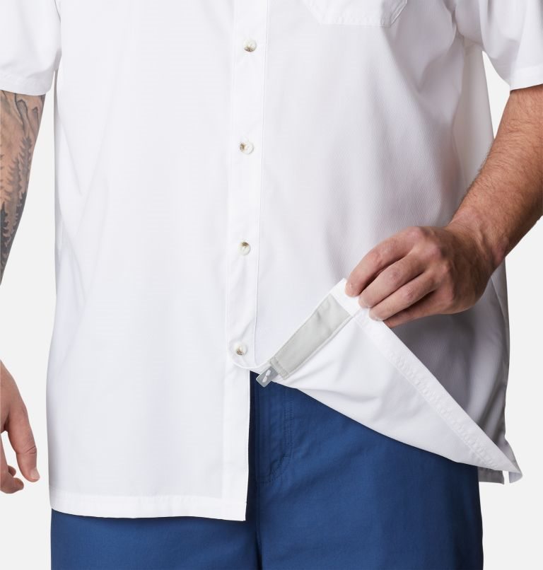 Men's Columbia PFG Slack Tide Camp Shirts White | Plus Size CA-E01A5